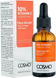 Cosmo 10% Vitamin C + Ferulic Acid Visibly Brightens Skin & Enhances Its Glow Face Serum 30ml, For Men & Women, Skins Care, Dull Skin, Dark Spot, Uneven Skin Tone, All Skin Types